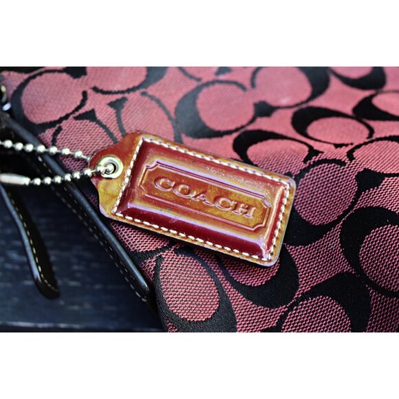 Coach Vintage Y2K - Signature and Leather Bucket Bag 6076 in Bordeaux Jacquard - Picture 10 of 14